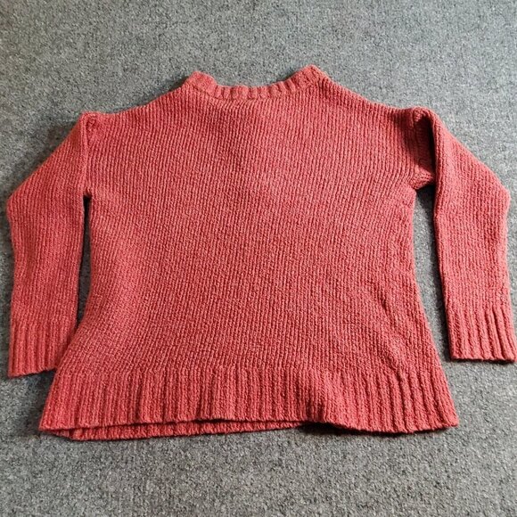 American Eagle Red Jegging Sweater Size Small Relaxed Fit Chunky Knit 1/4 Button - Picture 7 of 11